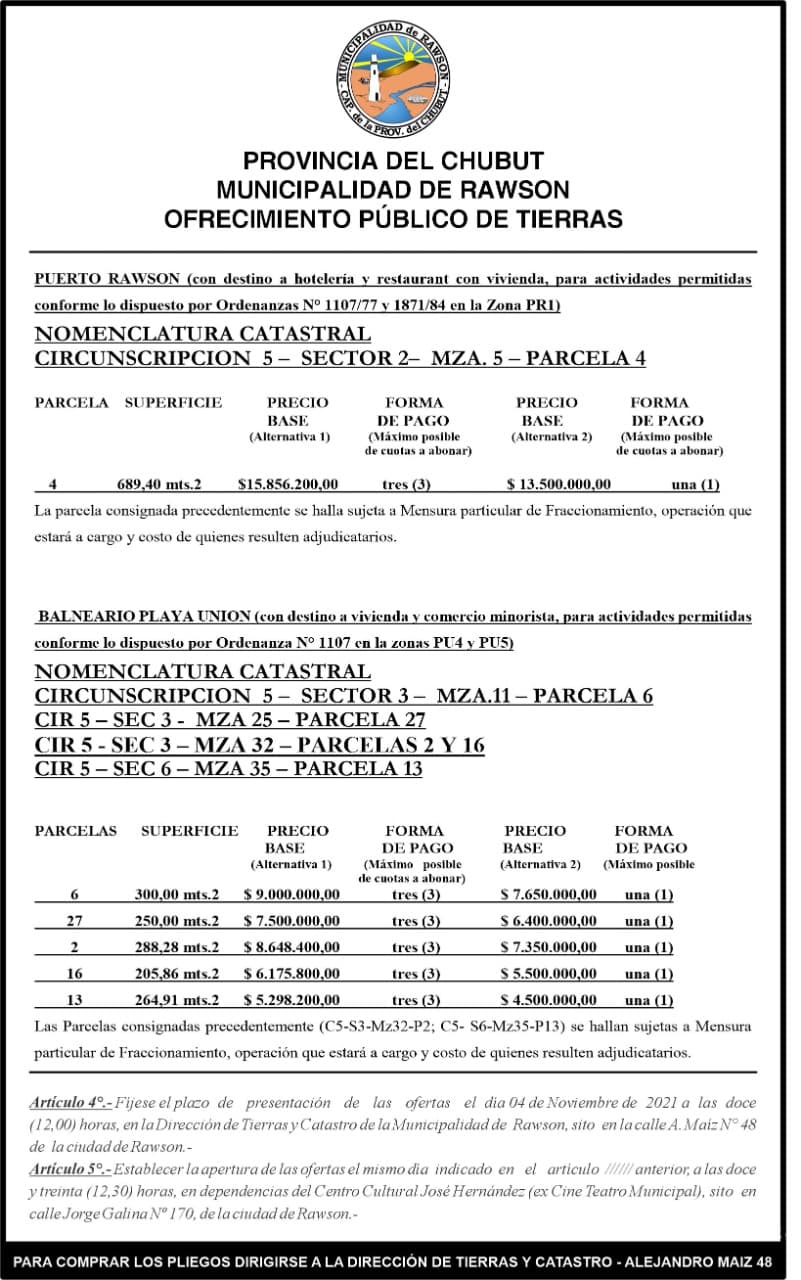 Ofrecimiento Público de Tierras