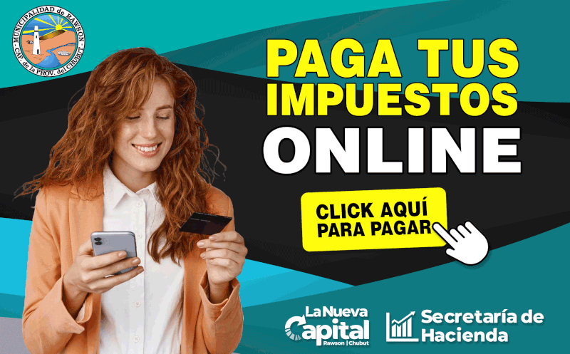 Banner (Imagen) Municipalidad de Rawson Chubut que muestra Acceso para ingresar al pago de Impuestos